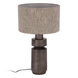 Base Lámpara Mesa Marrón Madera de Mango 16 X 16 X 40 cm