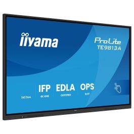 Iiyama TE9813A-B1AG ProLite 97.5" Panel Plano Interactivo IPS 4K Ultra HD 3840x2160 con 40 Puntos Táctiles por Infrarrojos (IR), Android 14, Wi-Fi 6, Altavoces 60W, Montaje VESA