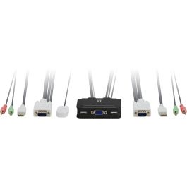 Level One KVM Switch de 2 puertos USB VGA con Audio y Soporte 2048x1536, color Negro