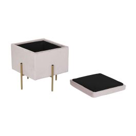 DKD Home Decor Reposapiés Rosa Dorado 45 x 47 x 45 cm