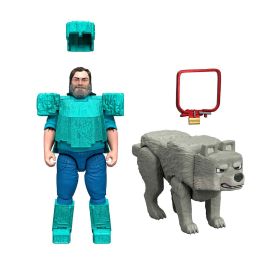 Pack 2 Figuras Steve Y Wolf Minecraft Movie Jfr71 Mattel