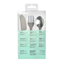 BEABA Set de 3 cubiertos de acero inoxidable verde claro BEABA Set de 3 cubiertos de acero inoxidable verde claro
