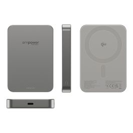 PanzerGlass Empower Bank Cargador Portátil 10000mAh con Carga Inalámbrica 15W y Rápida 20W, USB-C, Color Titanio, Aluminio Reciclado, 70 x 102 x 14.3 mm