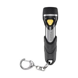 VARTA Linterna de Llavero Day Key Chain LED Aluminio/Negro, 12 lm, 1 Batería AAA Incluida, A Prueba de Golpes