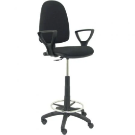 Taburete Piqueras Y Crespo Ayna Brazos Fijos Ergomico Mecanismo De Contacto Permanente Regulable En Altura Y Aro Reposapies Asiento Y Respaldo Tapizados Bali Negro
