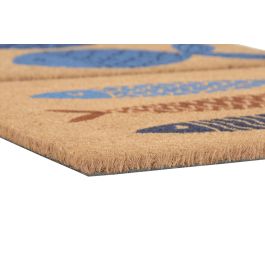 DKD Home Decor Felpudo Mediterraneo Natural Azul Fibra coco Goma 40 x 1.5 x 60 cm (6 Unidades)