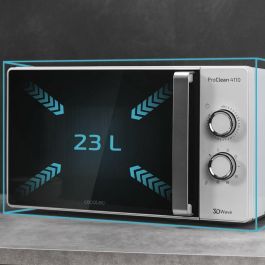 Cecotec 01547 Microondas ProClean 4110 de Encimera con Grill 800W, 23L, 700W, Ready2Clean, 3DWave, Plateado