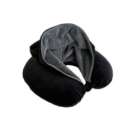 DKD Home Decor Cojin Viaje Básicos Negro Gris Claro Poliéster 10 x 32 x 30 cm (4 Unidades)