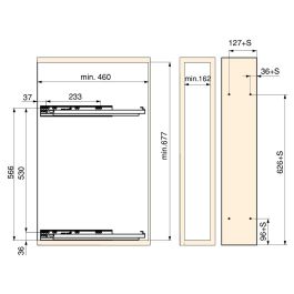 Emuca Botellero extraíble SupraMax con cierre suave, lateral izquierdo, 3 bandejas, módulo 200mm, Acero, Cromado