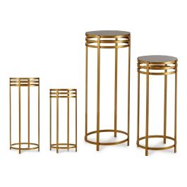 Set 2 Mesas Altas Negro Oro Giftdecor 42.5x105 cm, Cristal y Metal Set 2 Mesas Altas Negro Oro Giftdecor 42.5x105 cm, Cristal y Metal