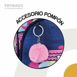 Hello Kitty Mochila Primaria Doble Compartimento, Gran Capacidad, Adaptable a Carro con Pom-Pom, 42x31x13.5cm