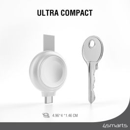 4smarts Cargador Inalámbrico MFi Carga Rápida para Apple Watch Series 1-9/SE/Ultra/Ultra 2 y AirPods, QI2, USB, Plata