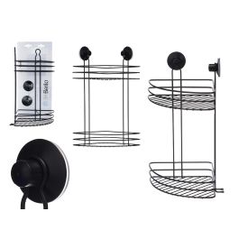 Soporte Metal Negro Mate Ducha Esq 2 Pisos Ventosa Berilo 26X39CM (6 Unidades) Precio: 54.49999962. SKU: B19J3DG8J6