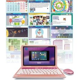 VTECH Genio - Mi Primera Computadora Real Rosado con Teclado QWERTY y Pantalla de 5 Pulgadas para Niños