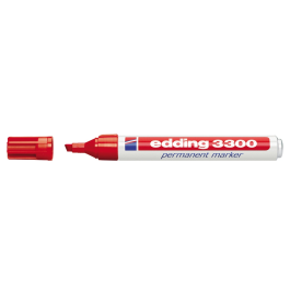 Edding Marcador Permanente 3300 Punta Biselada Rojo Marcador para casi todos los materiales, grosor de trazo 1-5 mm, resistente al agua y al roce
