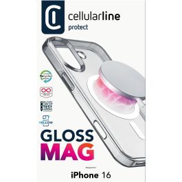Cellularline MAG Funda Gloss Transparente para Apple iPhone 16 Compatible con MagSafe Protección Caídas MIL-STD-810G Reciclado