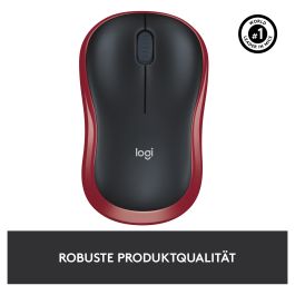 Logitech M185 Ratón Inalámbrico Óptico Rojo para Ordenadores Windows y Mac, Plug and Play, Larga Duración Pila