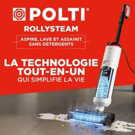 Polti Aspiradora mopa a vapor RollySteam WD10, 7000 Pa, 0.6 L, Negro/Blanco POL8007411013973