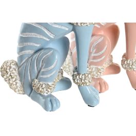 DKD Home Decor Figura Perro Caniche Resina Rosa Azul 10 x 30.5 x 18 cm (2 Unidades)