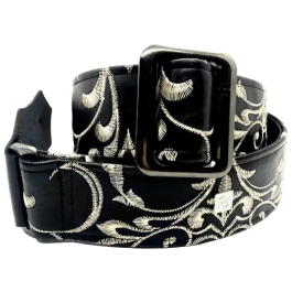 GETM Correa Guitarra Bajo Stenson Black Ajustable Hasta 165cm Polipiel Nailon Piel Negro