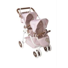 Muñecas Arias Coche Muñeca Gemelar Bear con Bolso, 45x70x73 cm, Manillar Ajustable 47-77 cm, Edad 3+ años
