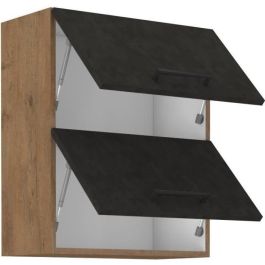 ROCK ROCK60GU Mueble Alto con 1 Puerta de Melamina, Diseño Roble Lancelot y Gris Matera - L60 x H72 cm