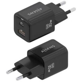 AISENS ASCH-30W2P021-BK Cargador de Pared GaN 30W USB-C y USB-A Carga Rápida Power Delivery QC Universal Negro AISENS ASCH-30W2P021-BK Cargador de Pared GaN 30W USB-C y USB-A Carga Rápida Power Delivery QC Universal Negro