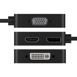 ICY BOX IB-DK1104-C Adaptador de video USB-C 4 en 1, 3840 x 2160 Píxeles, Compatible con Windows y Mac, Negro
