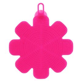 Je cherche une Idee Estropajo de Silicona con Forma de Flor, Doble Cara (Suave/Raspadora), Higiénico, Antirayaduras y Ventosa para Baño/Cocina