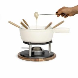 Livoo MEN426C Juego de Fondue Tradicional 2,6L para 6 Personas, Hierro Fundido Esmaltado, Apto para Todo Tipo de Fuegos, Incluye 6 Tenedores