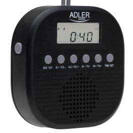 Adler Radio Portátil FM AD 1912 Resistente al Agua IPX4 con Reloj y Alarma, 9 x 9 x 2,5 cm