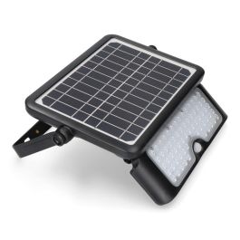 Edm Aplique Multifuncional LED Solar 10W 1150lm Luz Fría 6000K Negro con Sensor de Presencia y Crepuscular IP65 27.5x19.6cm
