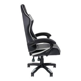 Edm Silla Gaming Ergonómica Negra y Blanca, Altura Regulable, Reclinable 90-135°, Soporte Lumbar, 150kg Máximo