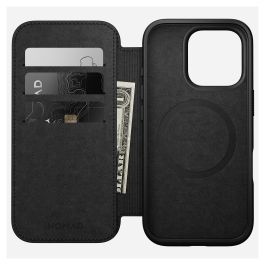 Nomad NM01679585 Folio para Apple iPhone 16 Pro con MagSafe - Funda de Cuero Marrón con Bolsillo para Tarjetas