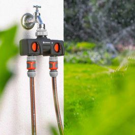 Gardena Distribuidor de 2 Vías con Adaptador ½ pulg - ¾ pulg y 1 pulg, Polipropileno, Protección contra Heladas