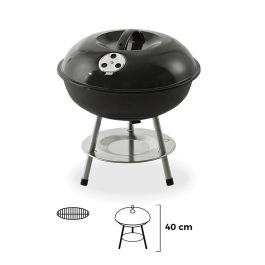 Barbacoa negra de carbón ø35,5x40cm con 3 patas. Barbacoa negra de carbón ø35,5x40cm con 3 patas.
