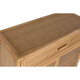 DKD Home Decor Aparador Tropical de Madera de Abeto y Ratán Marrón Claro 100x40x100 cm con 1 Cajón y 2 Puertas. Colección Suipt.