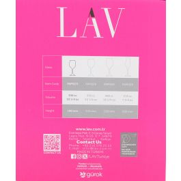 Lav Set 6 Copas Vino 300 cc, ø6x6x19 cm (4 Cajas)