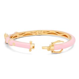 Disney Pulsera Minnie Mouse chapada en oro con lazo dorado y corazones, rosa