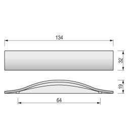HERRAJES ALK Tirador Zmk Thor C64 L134 Cromo
