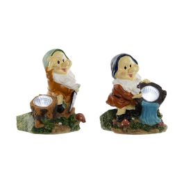 DKD Home Decor Figura Gnomo Decorativa Luminosa Solar LED Resina Multicolor 11x15.2x11.5cm (2 Unidades)