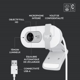 Webcam - Full HD 1080p - LOGITECH - Brio 100 - Micrófono integrado - Blanquecino - (960-001617)