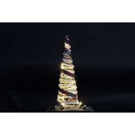 DKD Home Decor Cono Navidad Ratan Led Natural Blanco Negro Rojo 20 x 80 x 20 cm Set de 3