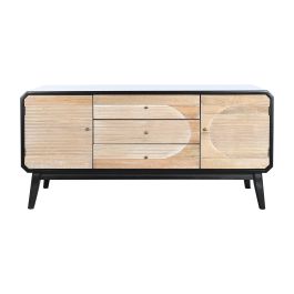 DKD Home Decor Mueble TV Moderno Madera Negro Natural 120 x 50 x 58 cm con 3 Cajones y 2 Puertas