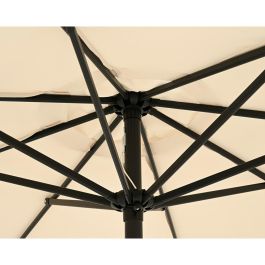 Parasol para jardín, beige con ribete azul, ø270 x 235 cm