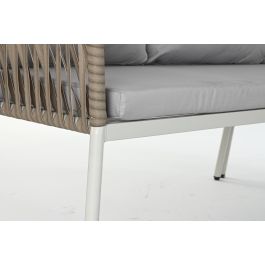 DKD Home Decor Sofá de Terraza y Jardín de Ratán Sintético Blanco y Marrón Claro, Set 3 piezas, 190x70x190 cm Desmontable