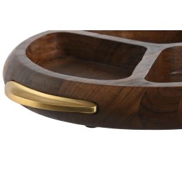 DKD Home Decor Woodsun 23 Bandeja Basicos Natural Dorado 30.5 x 4.5 x 35 cm Acacia Inox