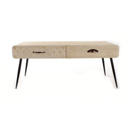 DKD Home Decor Mesa Centro Boho Scandi Natural Negro 100 x 52 x 47 cm