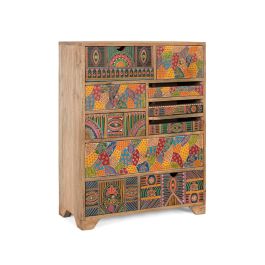 Giner y Colomer Aparador Alto Madera de Mango 90 cm Natural Multicolor 10 Cajones