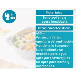 KioKids Recipiente Térmico para Alimentos Bebé Acero Inoxidable Forma Oso 450ml con Ventosa Antivuelcos Gris +4 meses